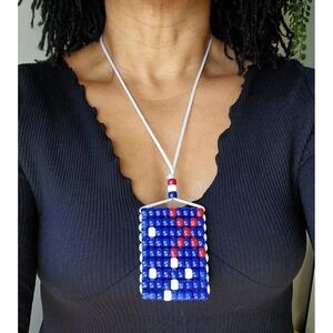 Australia Flag Car Mirror Danglers /Necklace. Mini Beaded Flag 2.5" x 3".